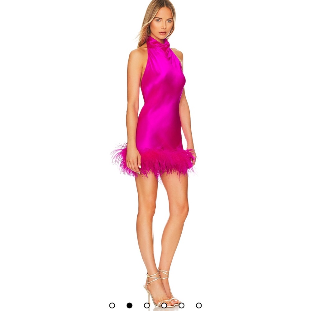 Amanda Uprichard Pink Feather Mini Dress